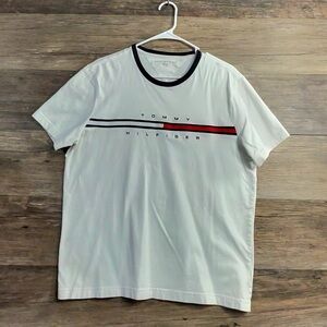 Tommy Hilfiger White Tee with Red and Black Accents
